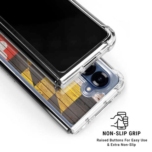 Maryland Flag Dark Wood Galaxy Z Fold6 Clear Case