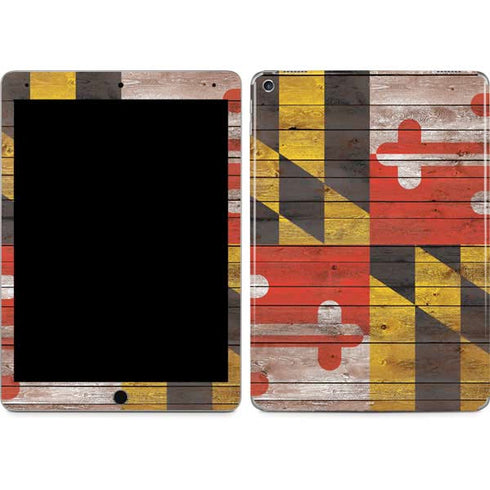 Maryland Flag Dark Wood iPad Skins