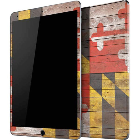 Maryland Flag Dark Wood iPad Skins