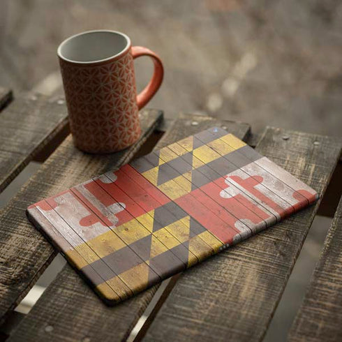 Maryland Flag Dark Wood iPad Skins