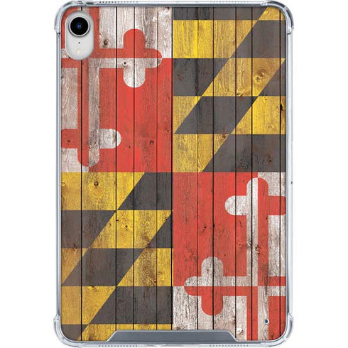 Maryland Flag Dark Wood iPad 11th Gen (2025) Clear Case