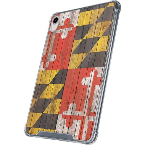 Maryland Flag Dark Wood iPad 11th Gen (2025) Clear Case