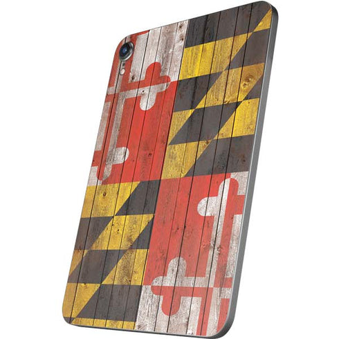 Maryland Flag Dark Wood Apple iPad Mini Skin