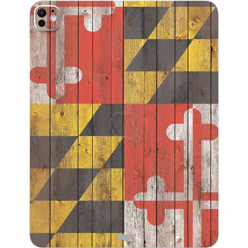 Maryland Flag Dark Wood iPad Pro 13in M4 (2024) Skin