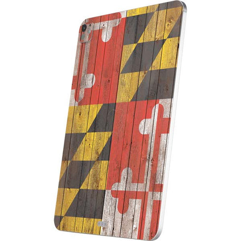 Maryland Flag Dark Wood iPad Pro 13in M4 (2024) Skin