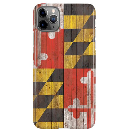 Maryland Flag Dark Wood iPhone Cases