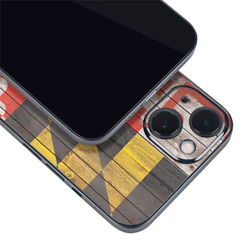 Maryland Flag Dark Wood iPhone Skins