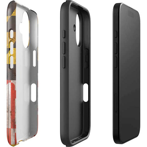 Maryland Flag Dark Wood iPhone 16 Impact Case