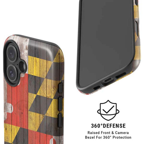 Maryland Flag Dark Wood iPhone 16 Plus Magsafe Impact Case