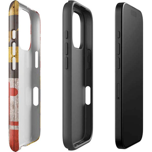 Maryland Flag Dark Wood iPhone 16 Pro Impact Case