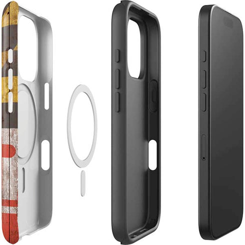 Maryland Flag Dark Wood iPhone 16 Pro Magsafe Impact Case