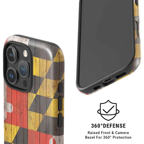 Maryland Flag Dark Wood iPhone 16 Pro Magsafe Impact Case