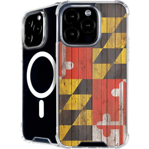 Maryland Flag Dark Wood iPhone 16 Pro Max MagSafe Case