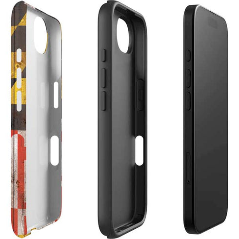 Maryland Flag Dark Wood iPhone 16e Impact Case