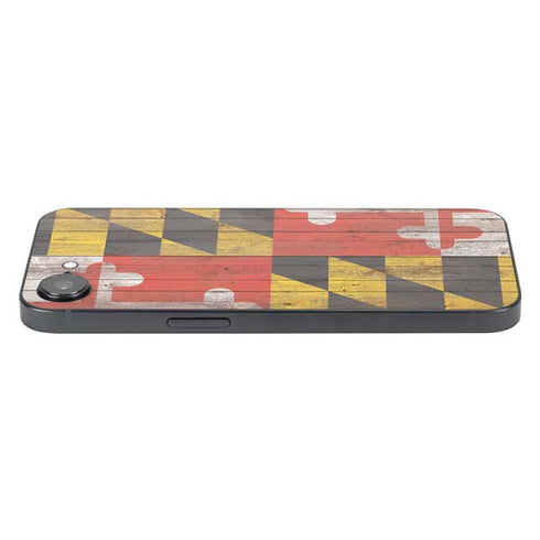 Maryland Flag Dark Wood iPhone 16e Skin