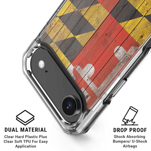 Maryland Flag Dark Wood iPhone 17 Air Clear Case