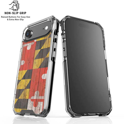 Maryland Flag Dark Wood iPhone 17 Air Clear Case