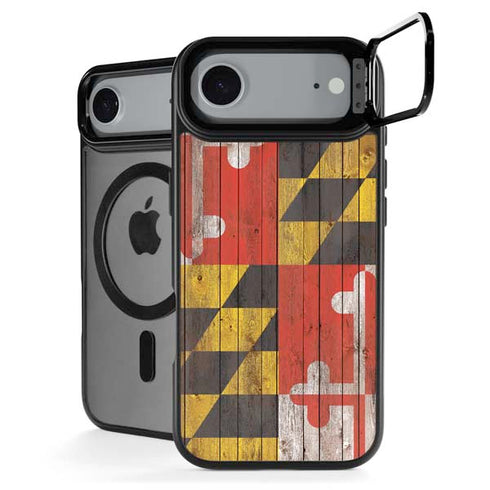 Maryland Flag Dark Wood iPhone 17 Air Kickstand Case