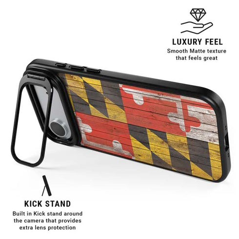 Maryland Flag Dark Wood iPhone 17 Air Kickstand Case