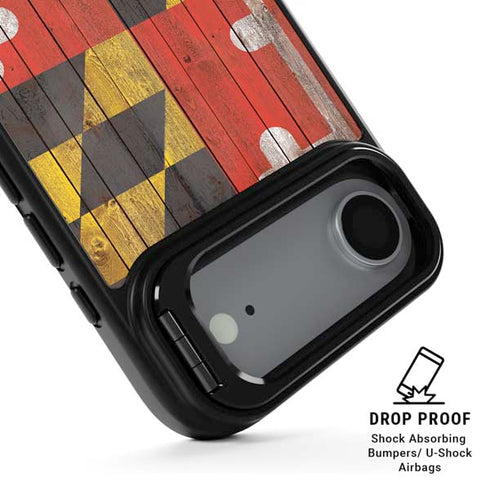 Maryland Flag Dark Wood iPhone 17 Air Kickstand Case