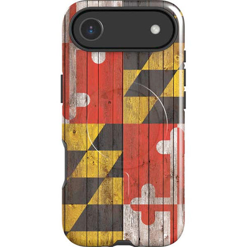 Maryland Flag Dark Wood iPhone 17 Air Magsafe Impact Case