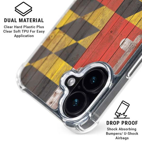 Maryland Flag Dark Wood iPhone 17 Clear Case