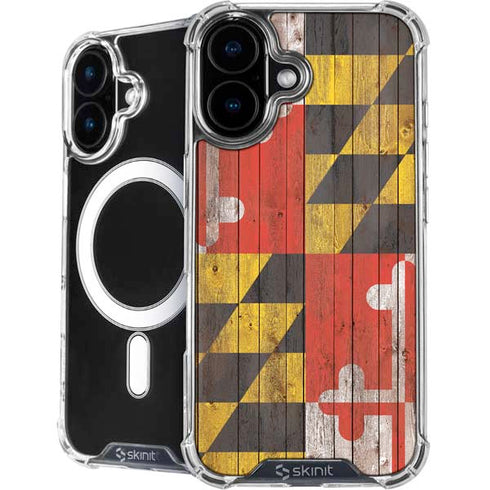 Maryland Flag Dark Wood iPhone 17 MagSafe Case