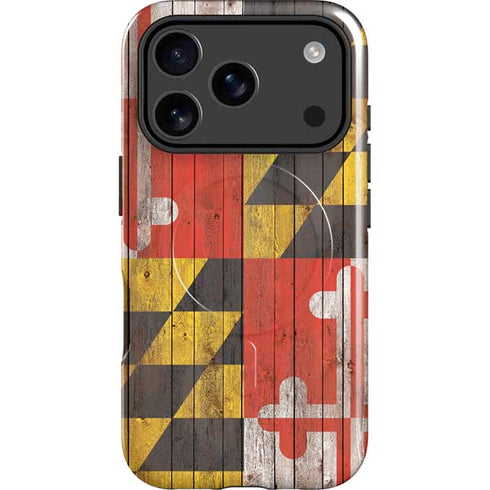 Maryland Flag Dark Wood iPhone 17 Pro Magsafe Impact Case