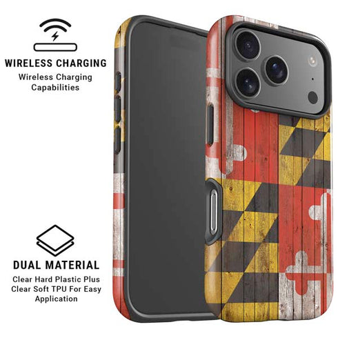 Maryland Flag Dark Wood iPhone 17 Pro Max Magsafe Impact Case