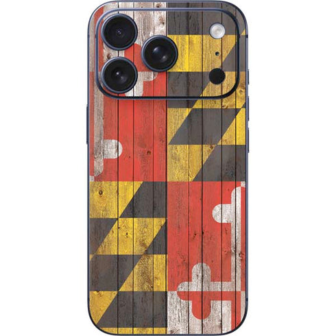 Maryland Flag Dark Wood iPhone 17 Pro Max Skin