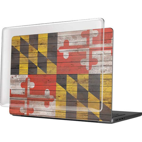 Maryland Flag Dark Wood MacBook Pro 14in (2021-24) Case plus Skin