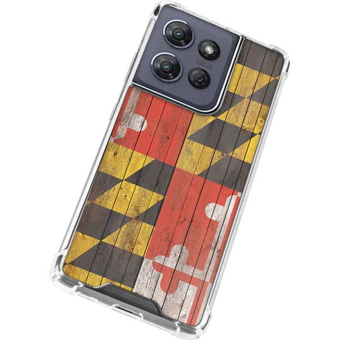 Maryland Flag Dark Wood Moto G 5G (2025) Clear Case