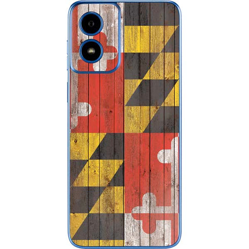 Maryland Flag Dark Wood Moto G Play 4G (2024) Skin