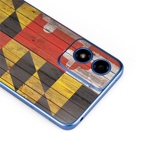 Maryland Flag Dark Wood Moto G Play 4G (2024) Skin