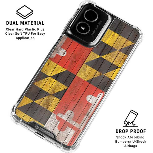 Maryland Flag Dark Wood Moto G Power 5G (2024) Clear Case
