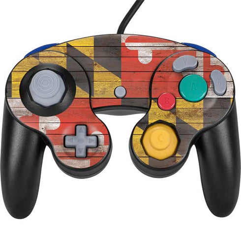 Maryland Flag Dark Wood Nintendo Skins