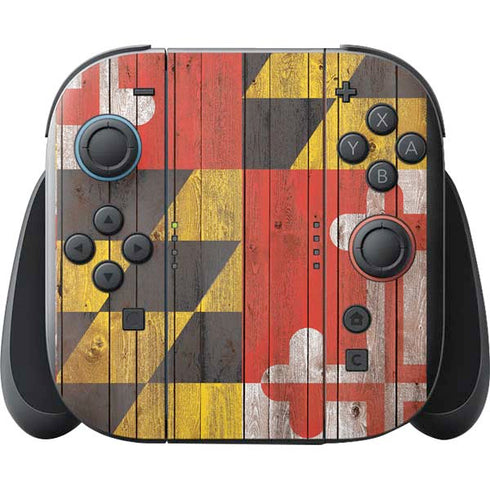 Maryland Flag Dark Wood Nintendo Switch 2 (2025) with Joy-Con Skin