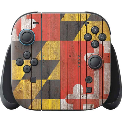 Maryland Flag Dark Wood Nintendo Skins