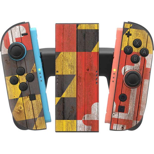 Maryland Flag Dark Wood Nintendo Switch 2 (2025) Joy-Con Controller Skin