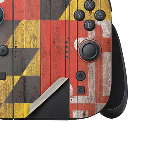 Maryland Flag Dark Wood Nintendo Switch 2 (2025) Joy-Con Controller Skin