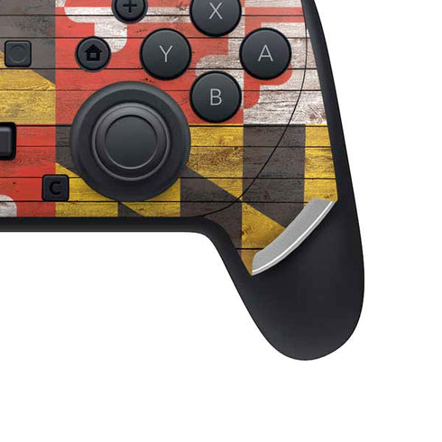 Maryland Flag Dark Wood Nintendo Switch 2 (2025) Pro Controller Skin