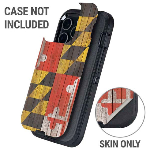 Maryland Flag Dark Wood Otterbox Defender iPhone Skin