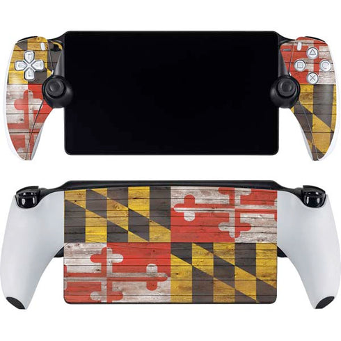 Maryland Flag Dark Wood PlayStation Portal Remote Player Skin