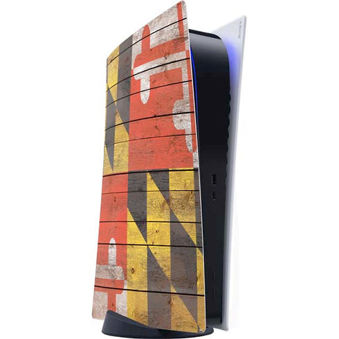 Maryland Flag Dark Wood PlayStation PS5 Skins