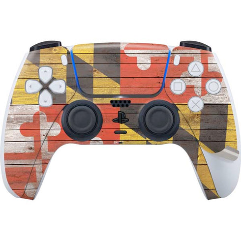 Maryland Flag Dark Wood PS5 Pro Disk Bundle Skin
