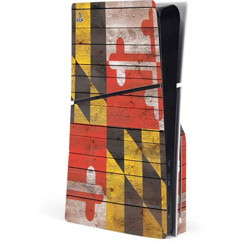 Maryland Flag Dark Wood PlayStation PS5 Skins