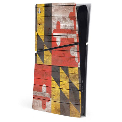 Maryland Flag Dark Wood PlayStation PS5 Skins