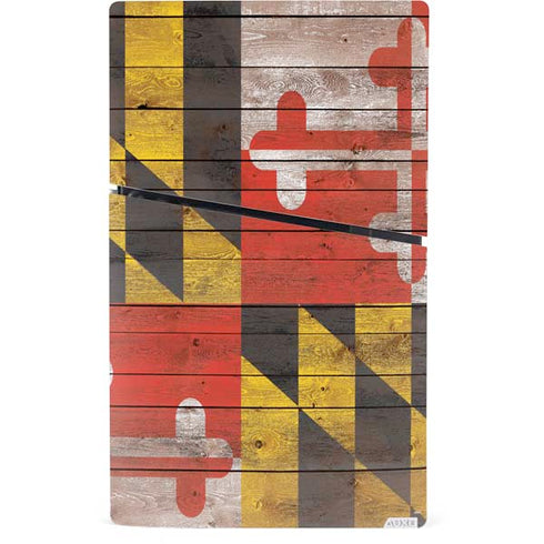 Maryland Flag Dark Wood PS5 Slim Digital Edition Console Skin