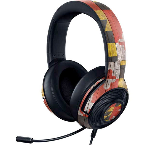Maryland Flag Dark Wood Razer Kraken X Skin