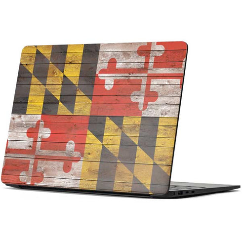 Maryland Flag Dark Wood Surface Laptop 7 13.8in Skin
